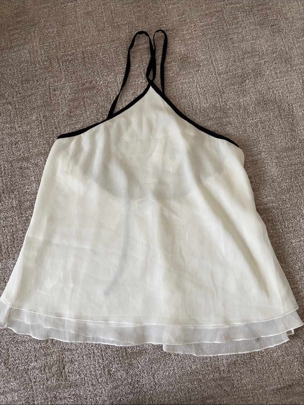 Princess Polly Cream Halter Cami with Black Trim